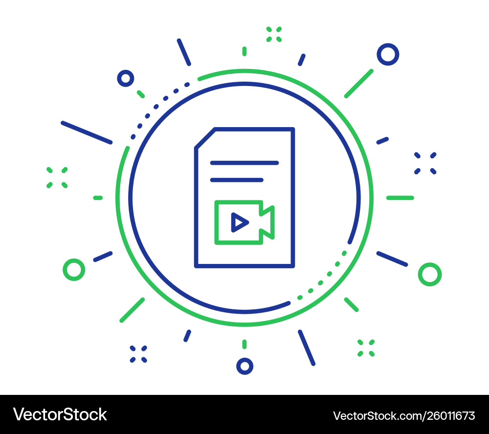 Document with video line icon vlog file sign vector image