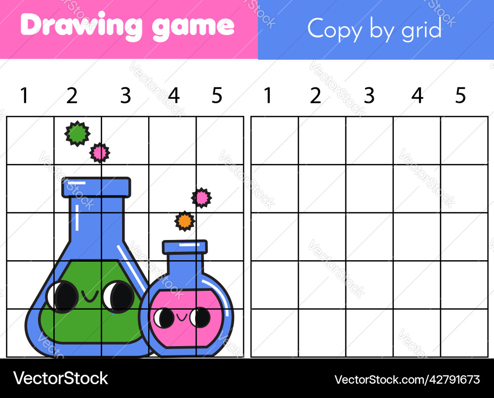 Draw laboratory flask grid copy worksheet vector image