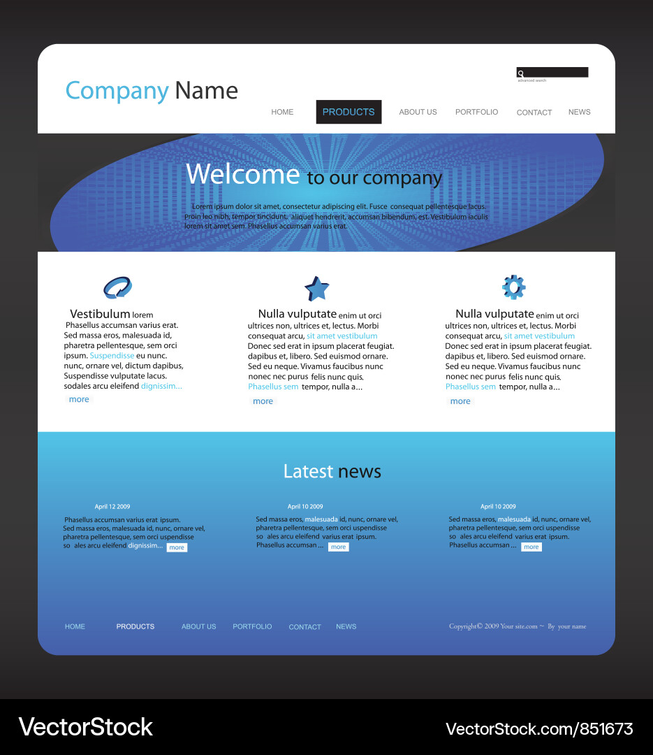 Editable website template Vector Image