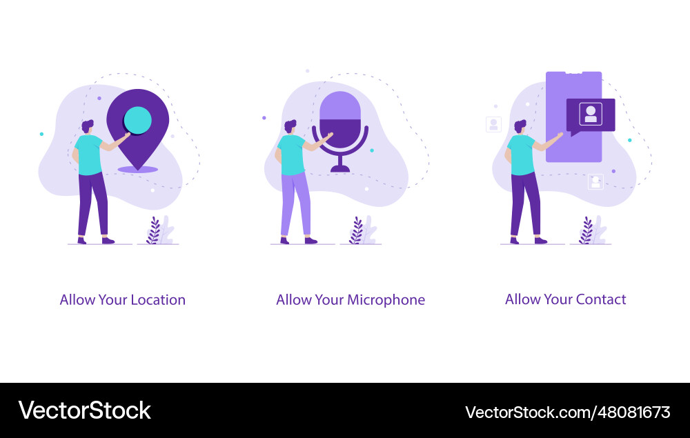 Flat design set of allow location microphone vector image