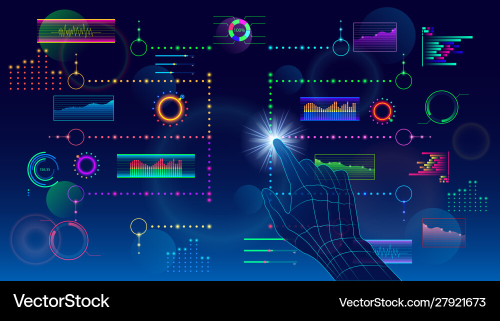 Hud bunte virtuelle Info-Bildschirm Hud bunte virtuelle Info-Bildschirm vektorbild