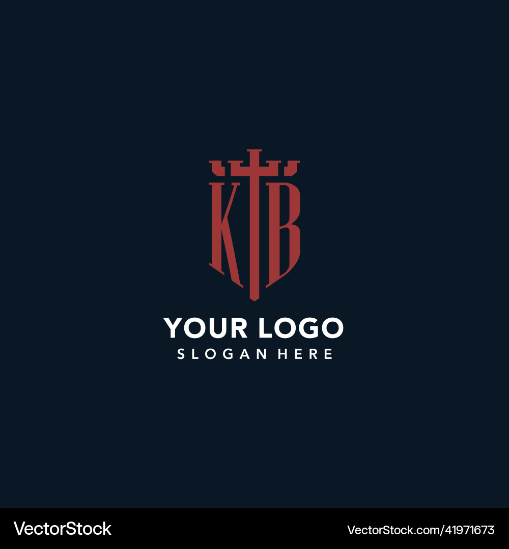 Kb initial monogram logos with sword and shield Kb initial monogram logos with sword and shield Vector Image