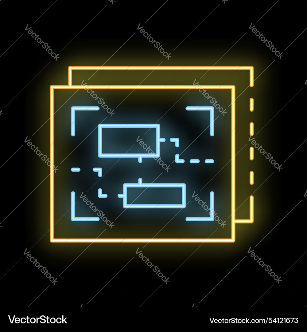 Neon glowing icon of computer hardware a circuit vector image