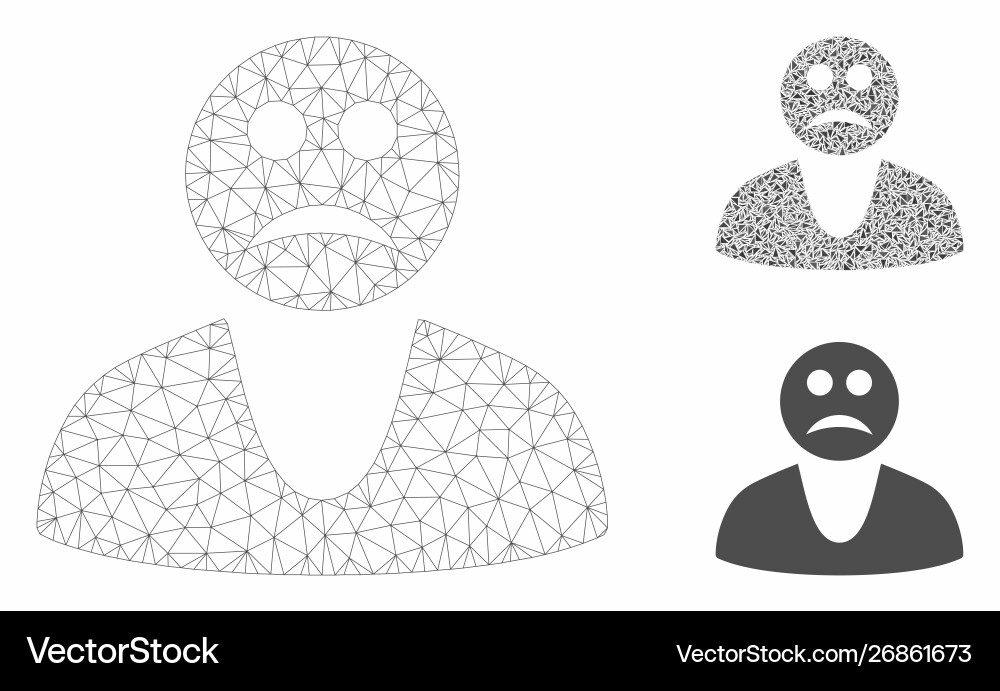 Sad guy mesh network model and triangle Sad guy mesh network model and triangle vector image