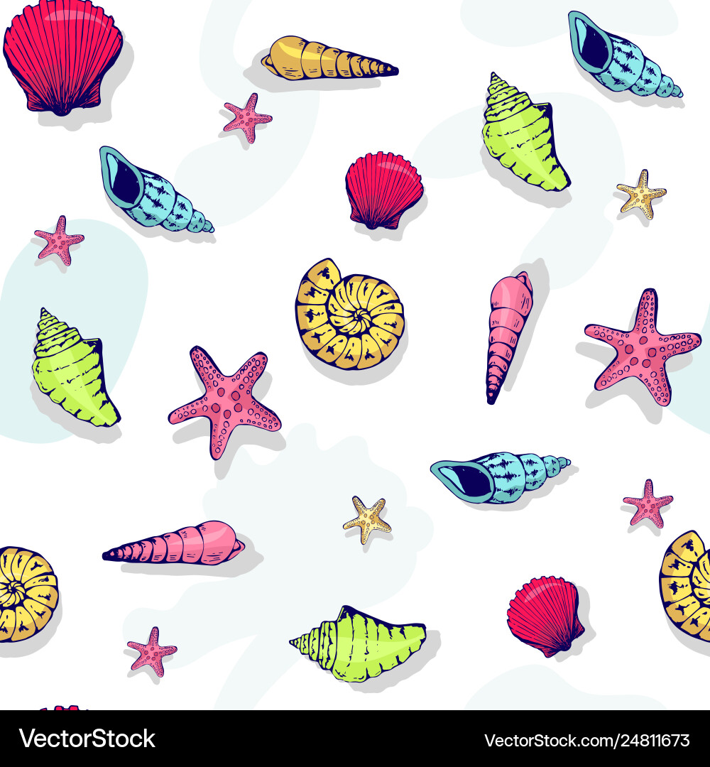 Seamless nautical pattern with shells Vector Image