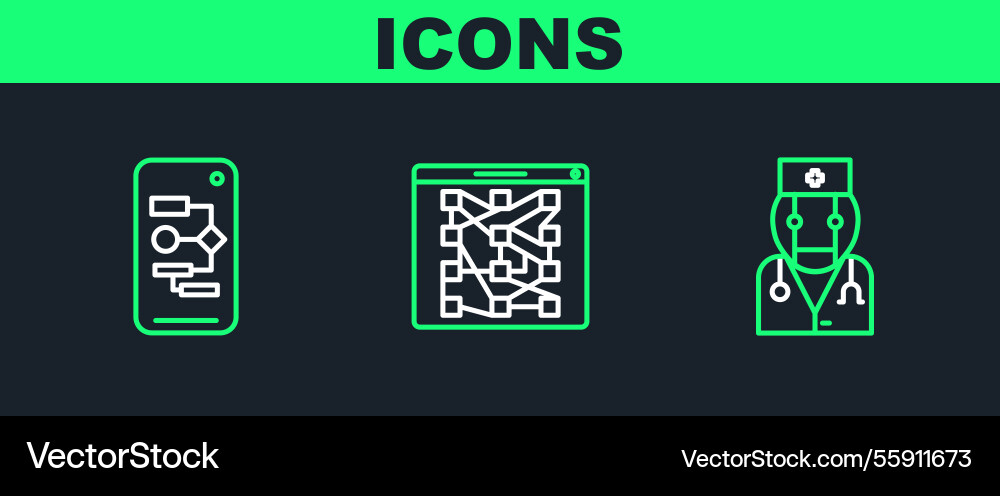 Set line robot doctor algorithm and global Set line robot doctor algorithm and global Vector Image