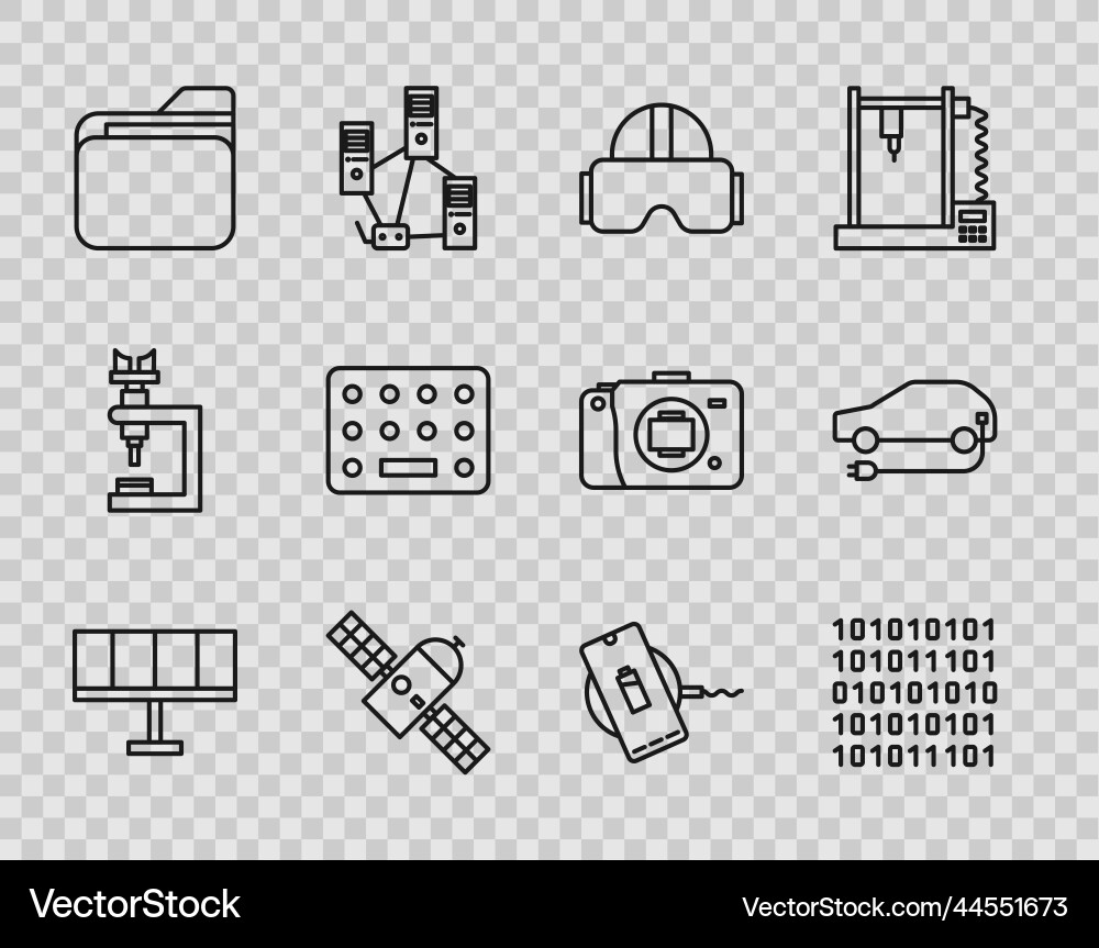 Set line solar energy panel binary code virtual Set line solar energy panel binary code virtual vector image