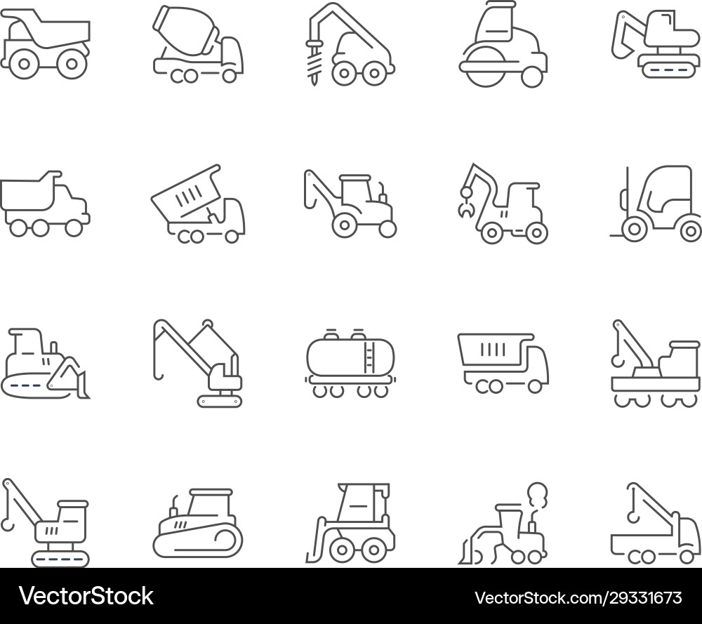 Set simple icons heavy equipment vector image