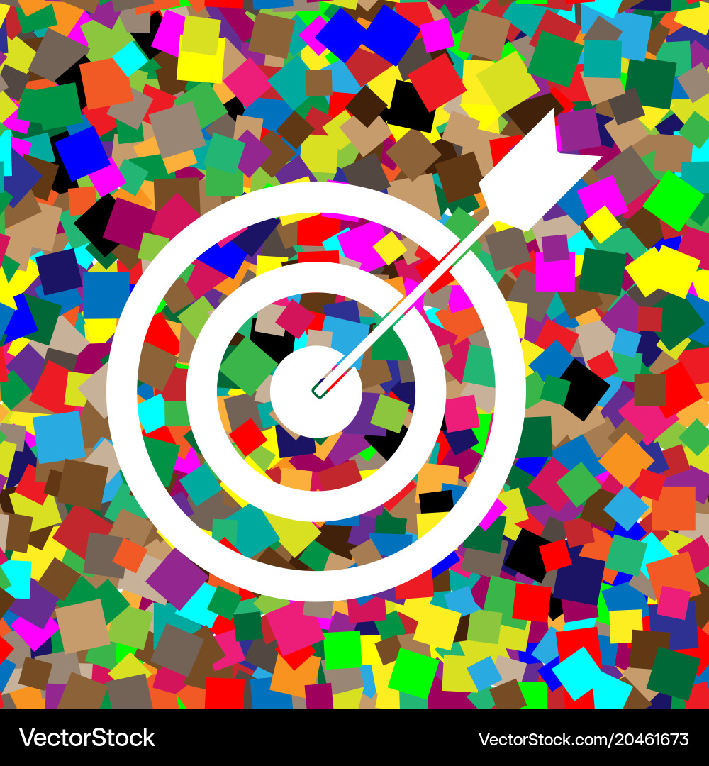 Target with dart white icon on colorful vector image
