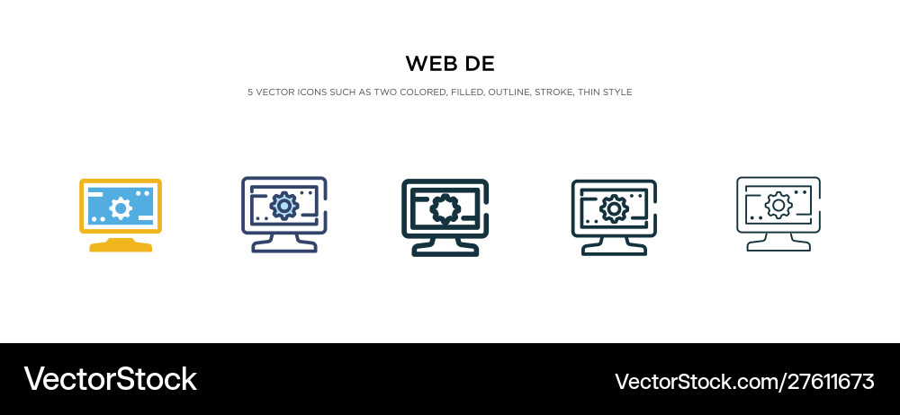 Web de icon in different style two colored Web de icon in different style two colored vector image