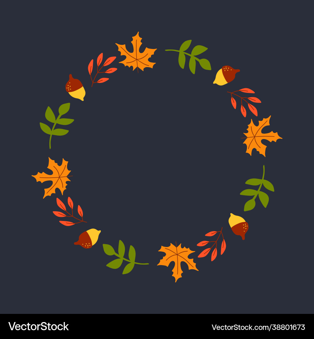 Wreath autumn leaves and fruit in watercolor Wreath autumn leaves and fruit in watercolor vector image