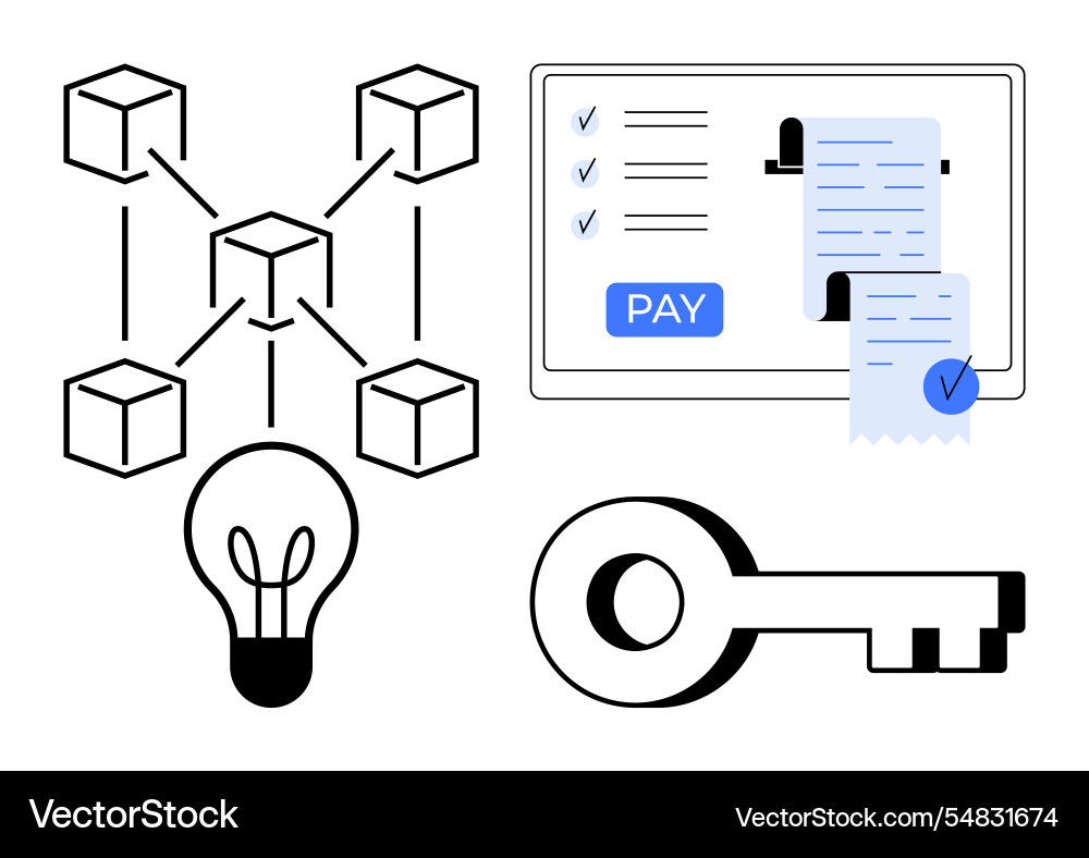 Blockchain network with secure payment system Blockchain network with secure payment system vector image