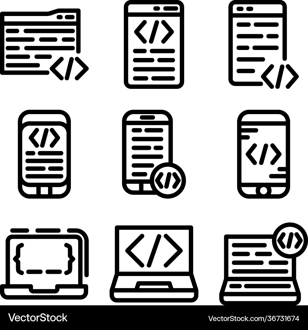 Coding icon or logo isolated sign symbol Coding icon or logo isolated sign symbol Vector Image