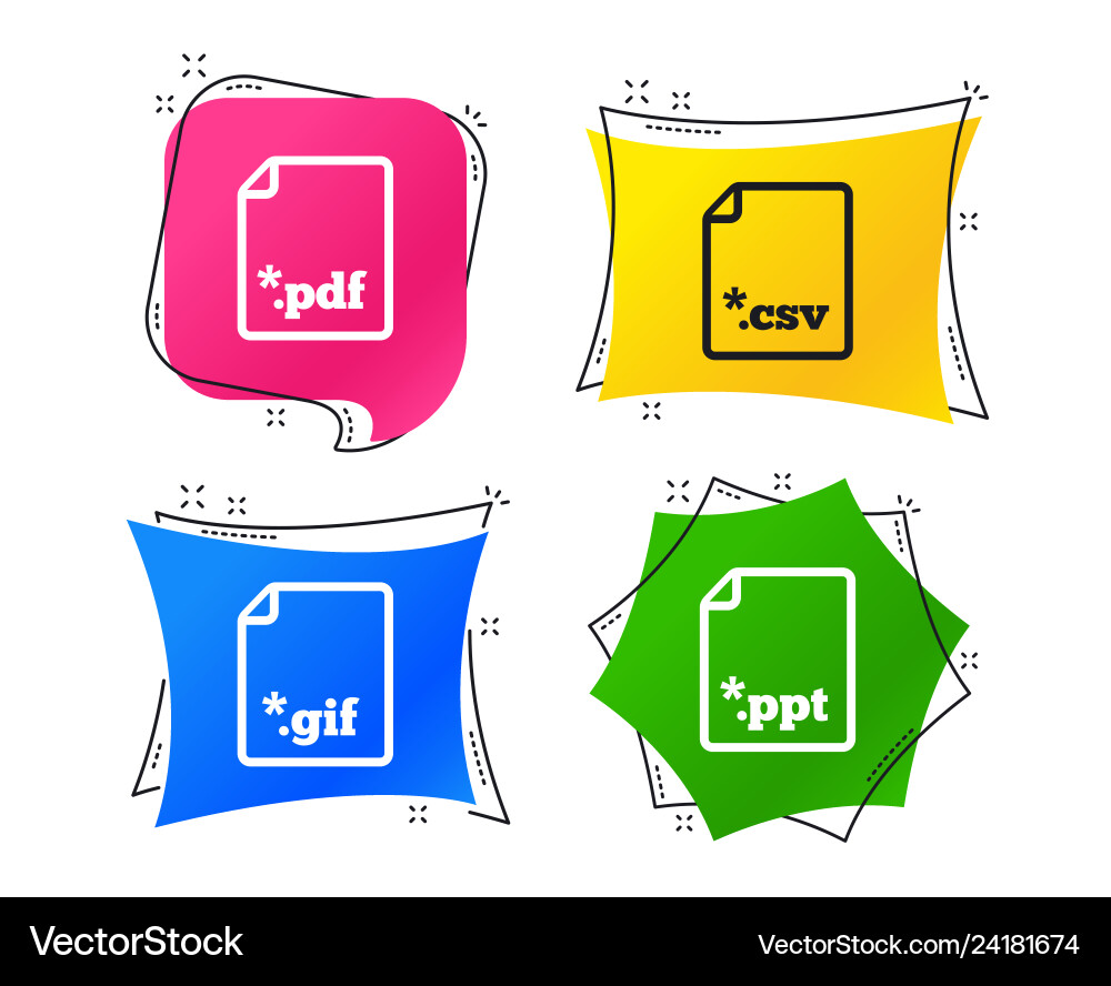Document signs file extensions symbols Document signs file extensions symbols vector image