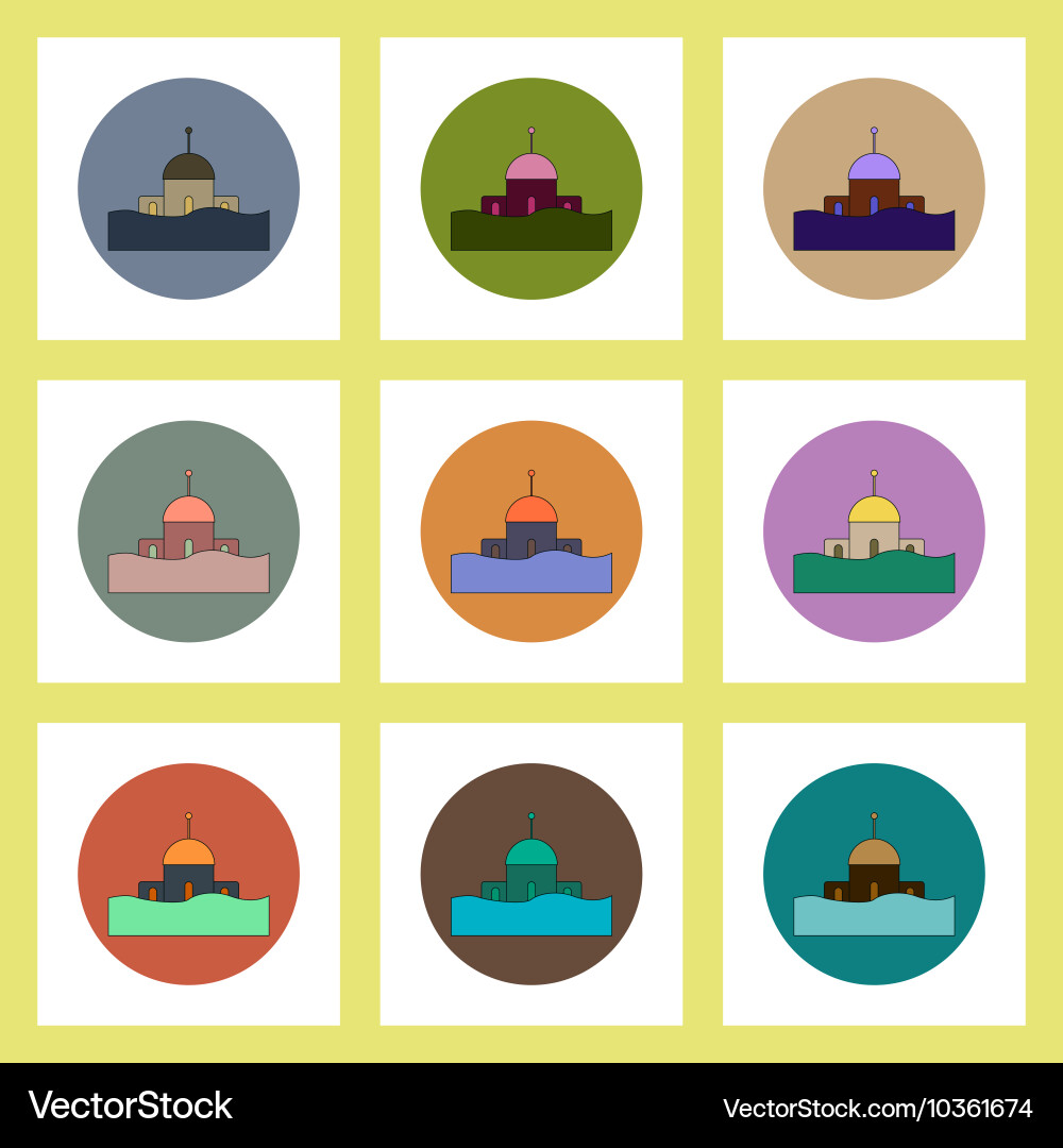 Flat icons set of building that has been flooded vector image