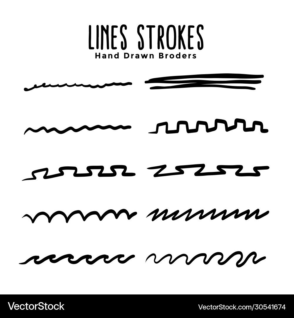 Hand drawn line scribbles set in different styles vector image
