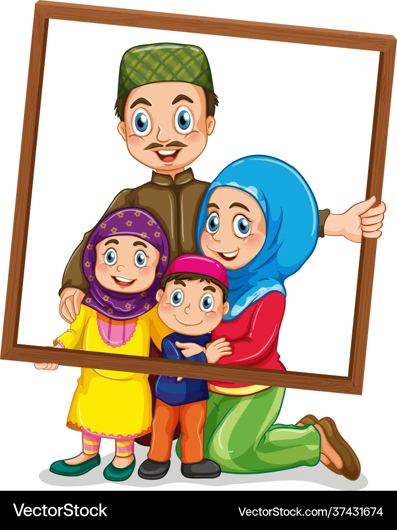 Happy family member holding photo frame vector image