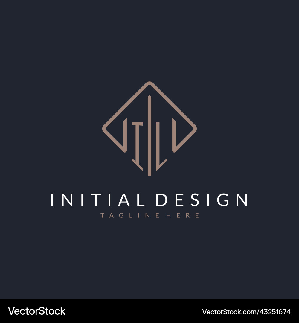 Il initial logo with curved rectangle style design vector image