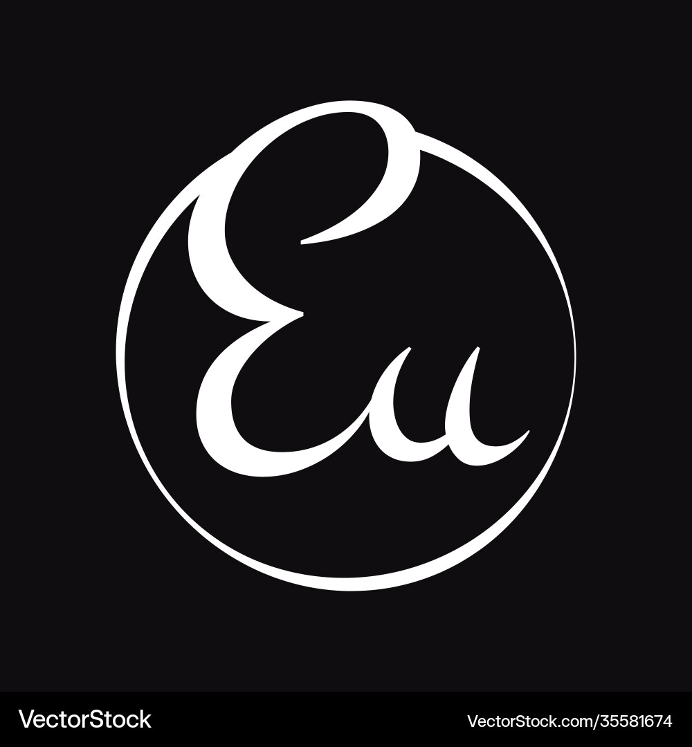 Initial eu script letter type logo design Vector Image