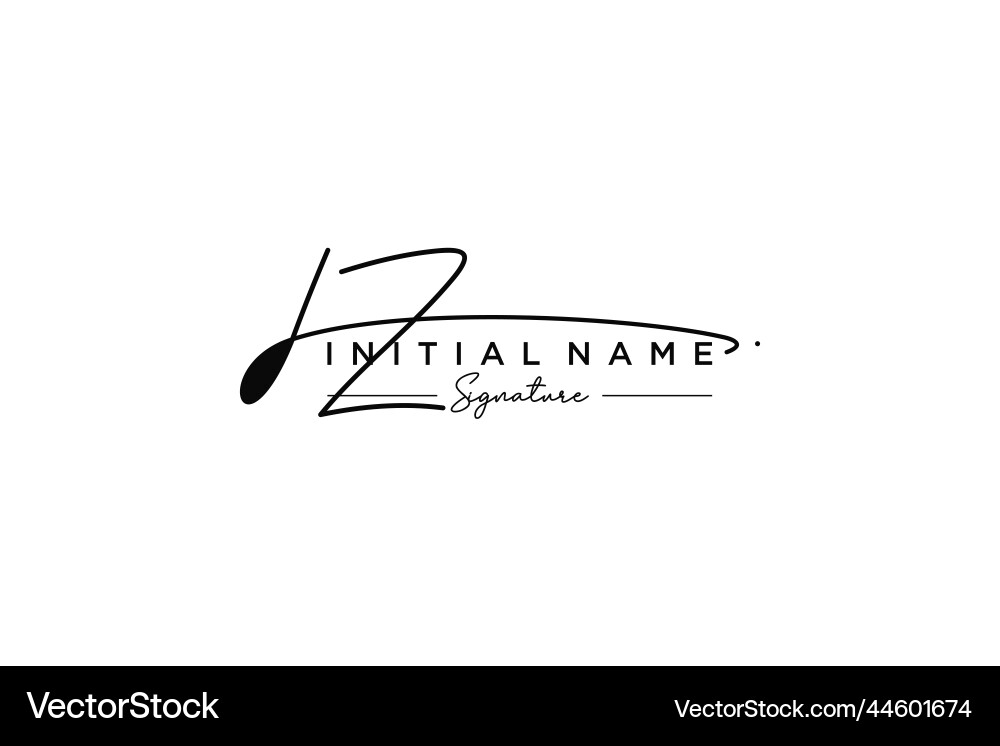 IZ Signature Logo - Elegant Script Vector Image