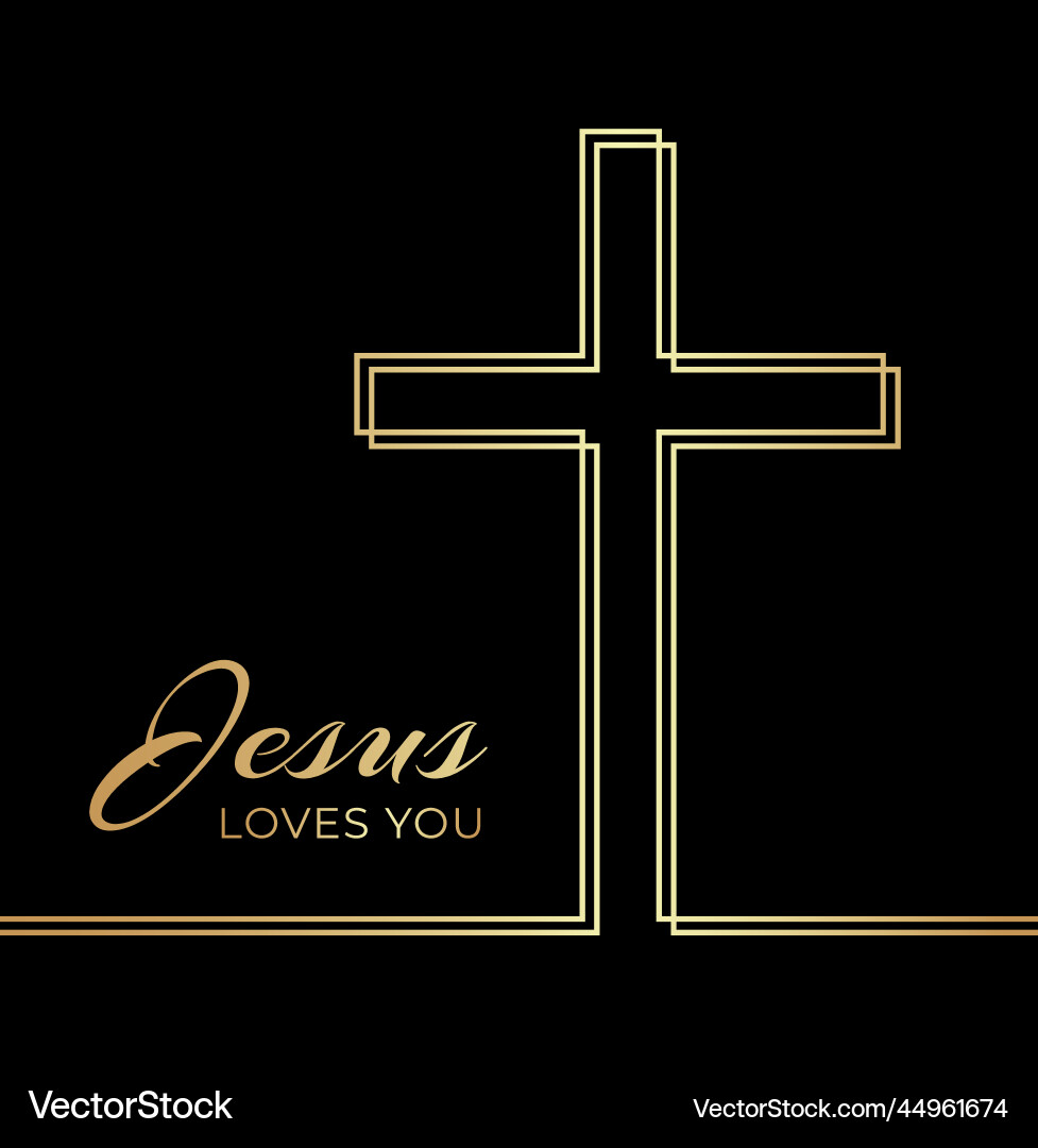 Jesus loves you christian elegant with cross Jesus loves you christian elegant with cross vector image