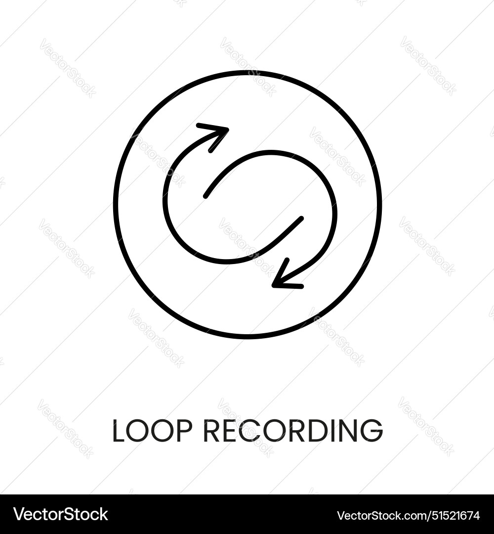 Loop recording line icon with editable vector image
