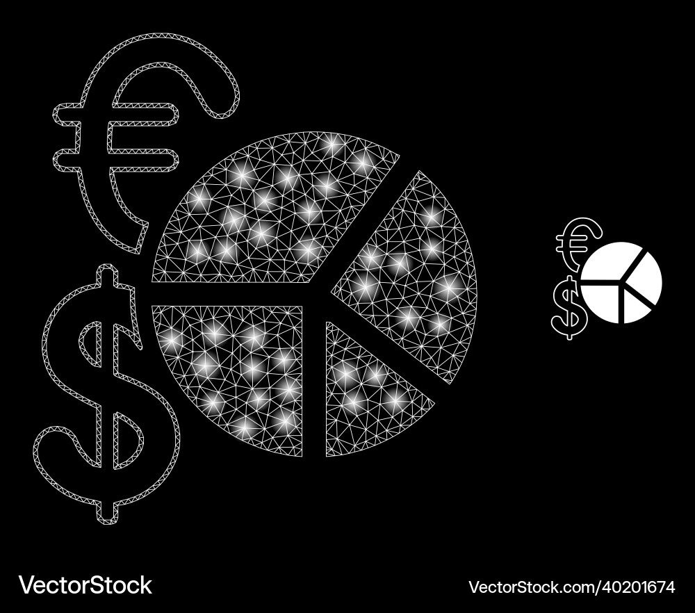 Mesh net currency pie chart with majestic Mesh net currency pie chart with majestic vector image