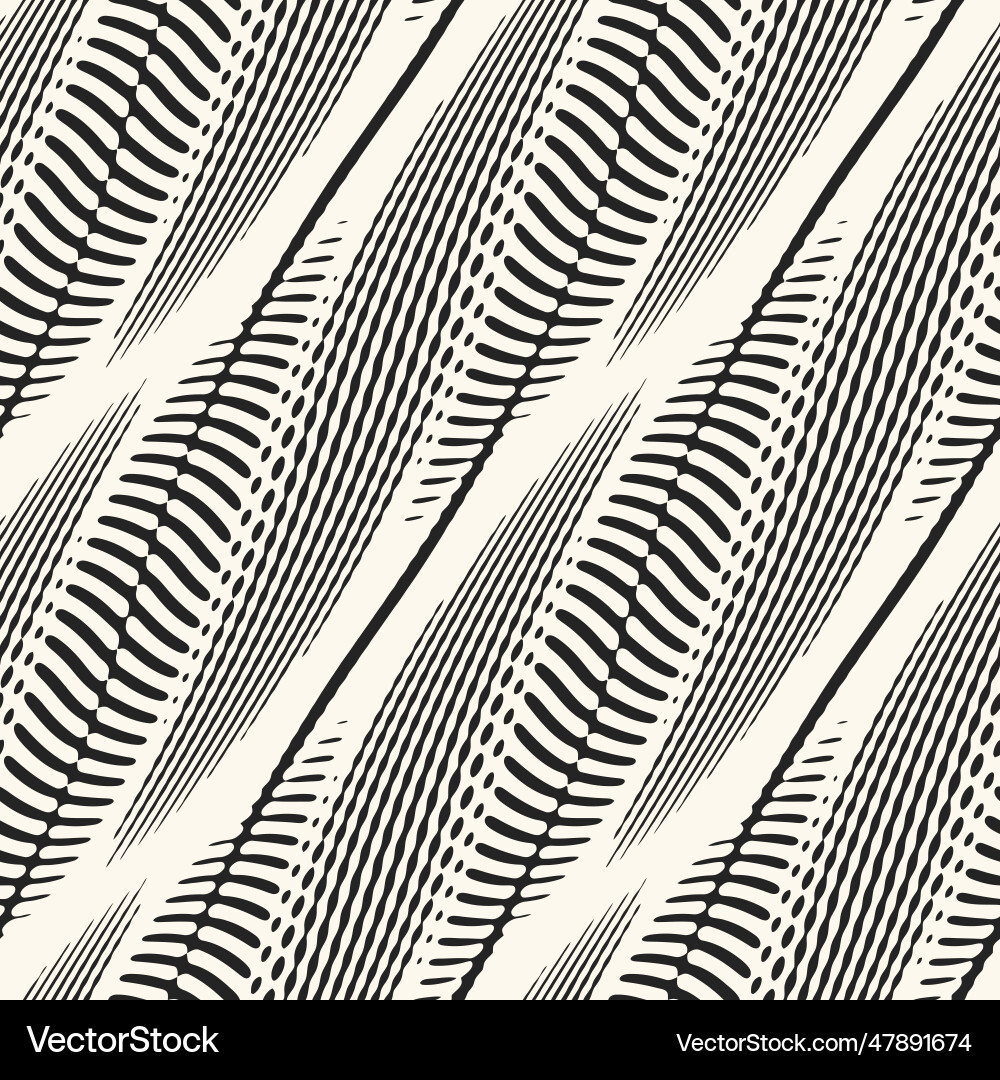 Monochrome variegated diagonal striped pattern vector image