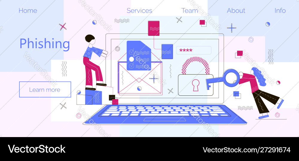 Phising via email concept hacker stealing data Phising via email concept hacker stealing data vector image