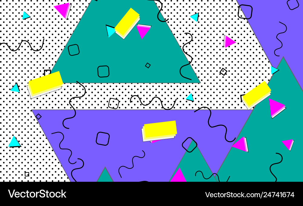 Pop art color background memphis pattern Vector Image