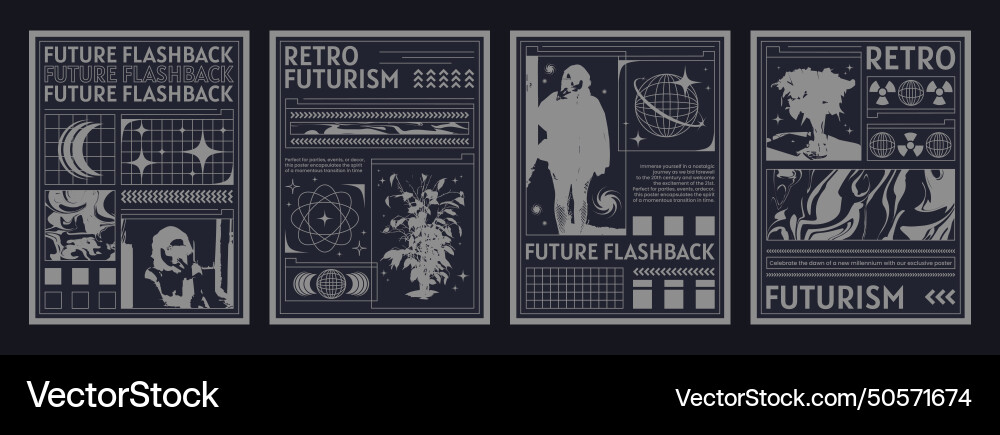 Poster design layout in cyberpunk y2k style Vector Image