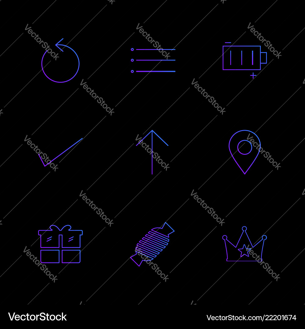 Reset menu battery user interface icons vector image