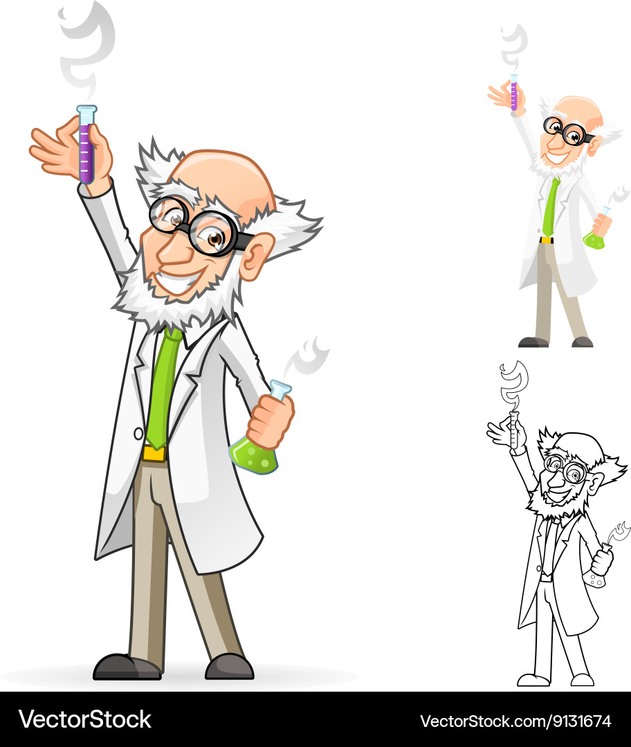 Scientist Character with Raised Hand Vector Image