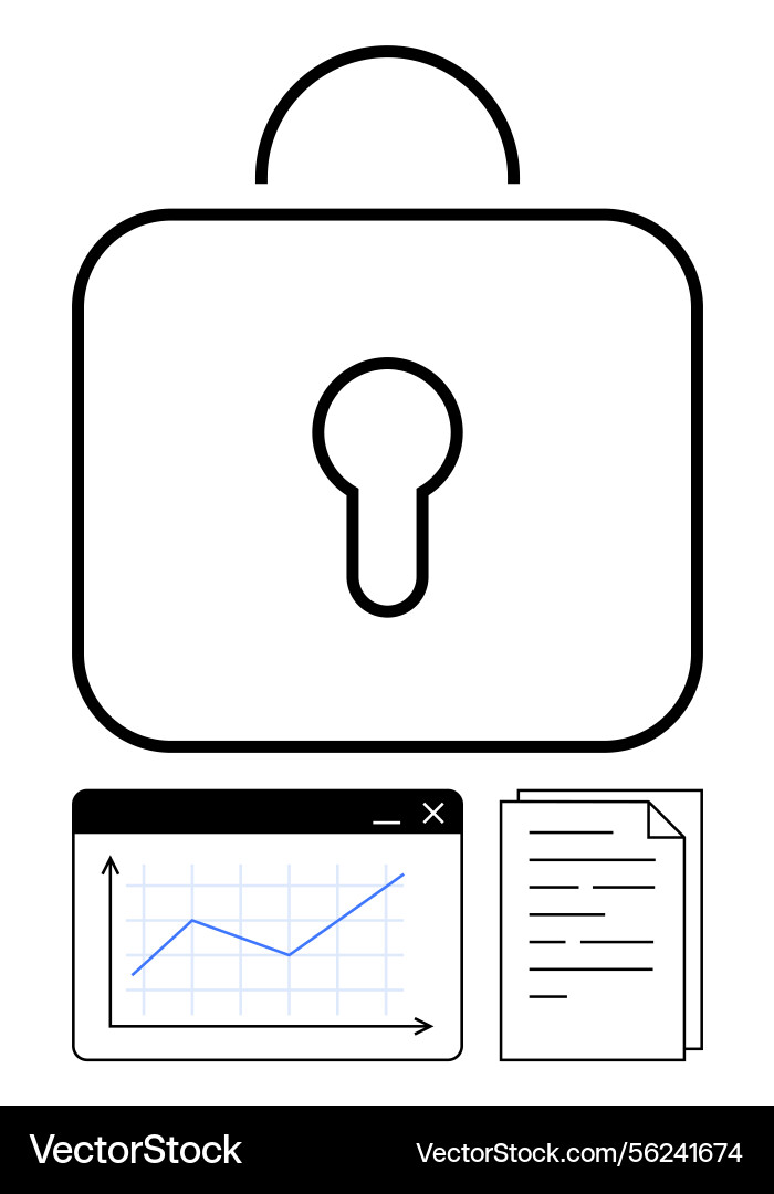 Secure data concept with lock document Secure data concept with lock document vector image