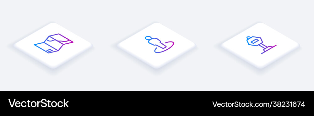 Set isometric line folded map location Set isometric line folded map location Vector Image