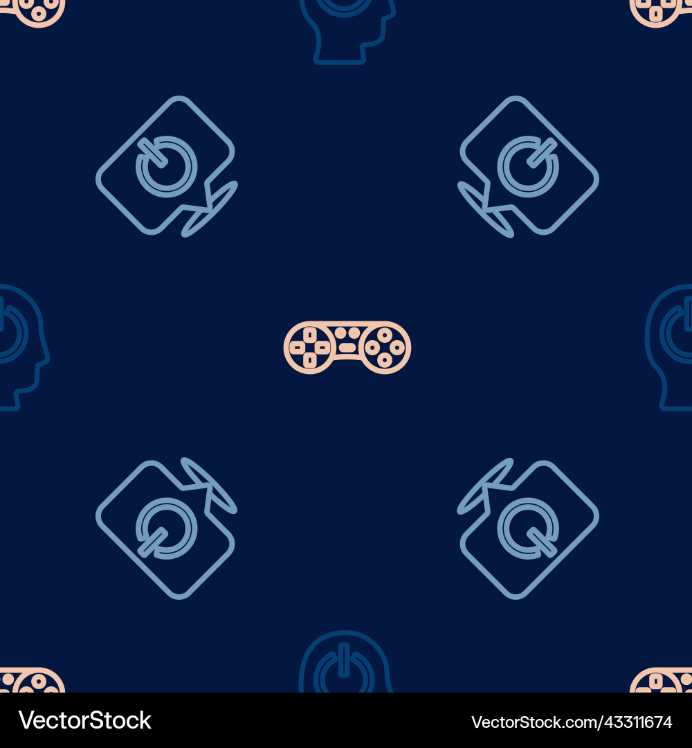 Set line power button and game controller Set line power button and game controller vector image
