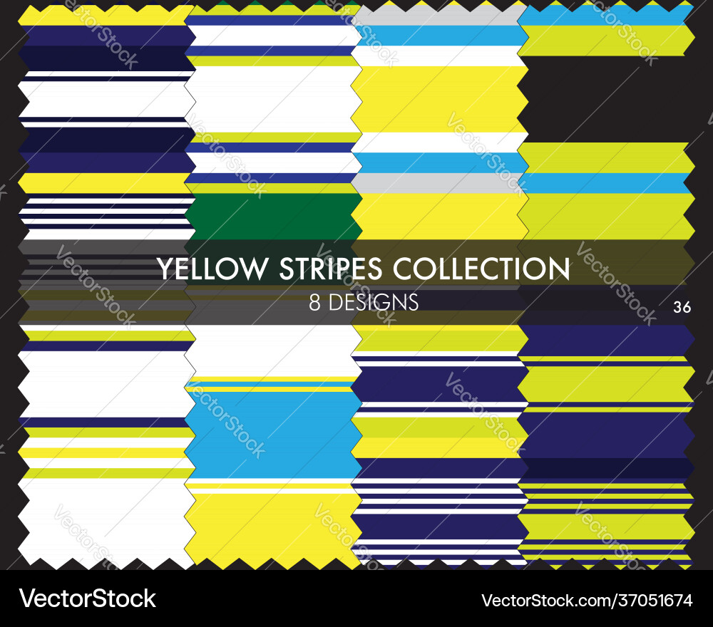 Yellow stripe seamless pattern collection Yellow stripe seamless pattern collection vector image