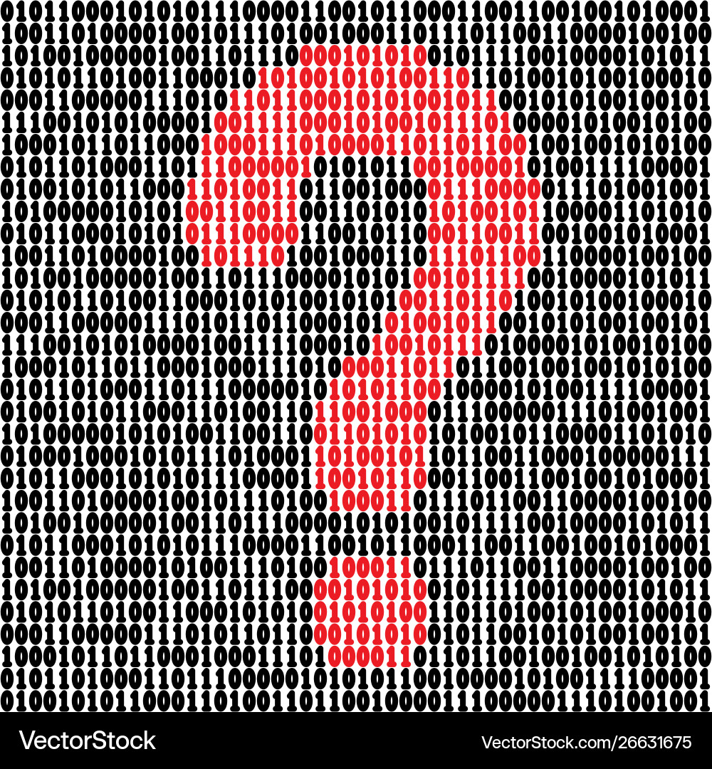 Binary code question mark Binary code question mark vector image
