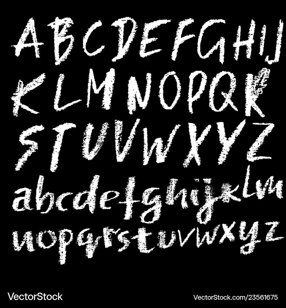 Chalk textured font grunge script on chalkboard Chalk textured font grunge script on chalkboard vector image