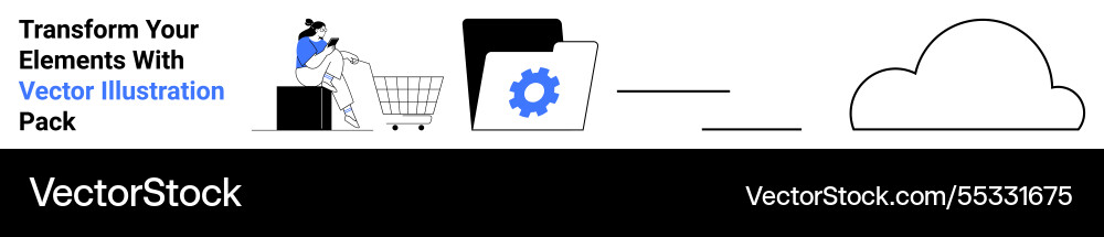 Cloud data management with shopping cart folder Cloud data management with shopping cart folder vector image