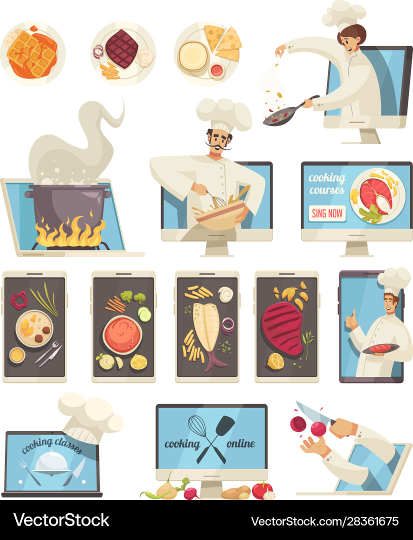 Cooking school set Royalty Free Vector Image - VectorStock