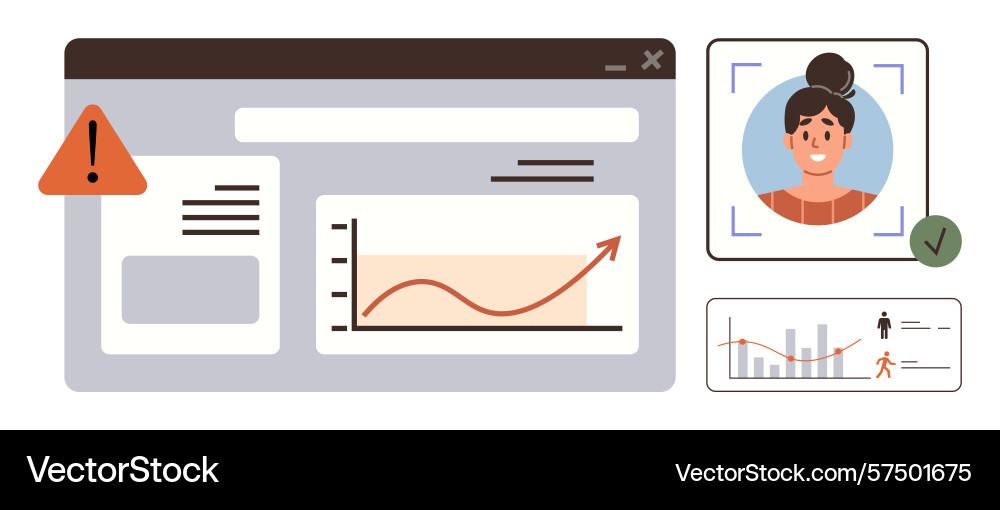 Data dashboard with growth analytics and user Data dashboard with growth analytics and user vector image