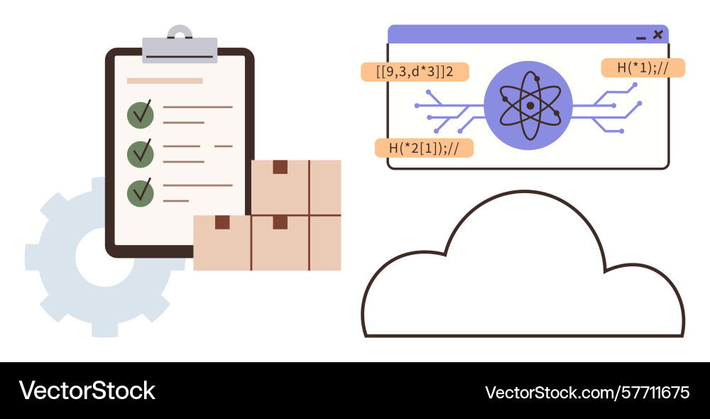 Data management and cloud storage with checklist Data management and cloud storage with checklist vector image