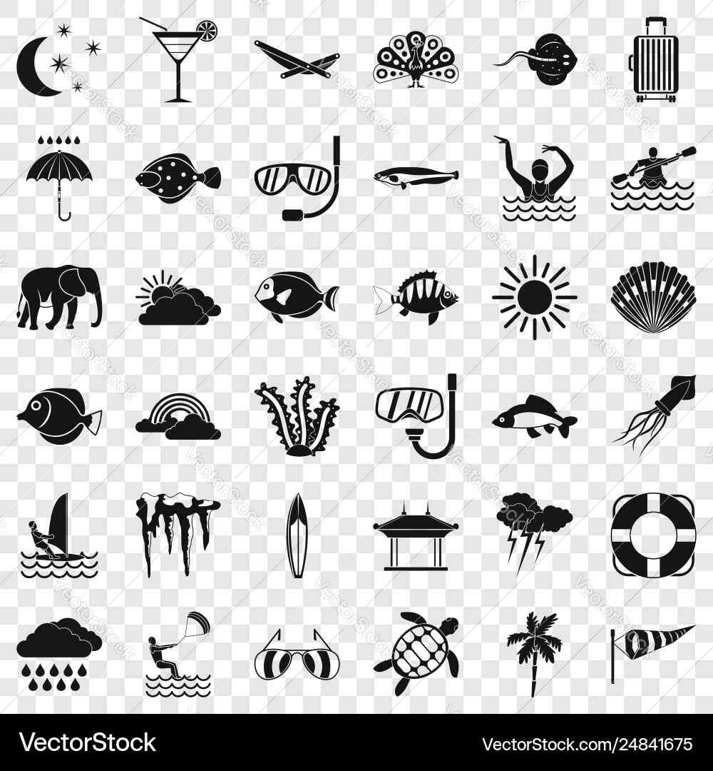 Diving icons set simple style Diving icons set simple style vector image