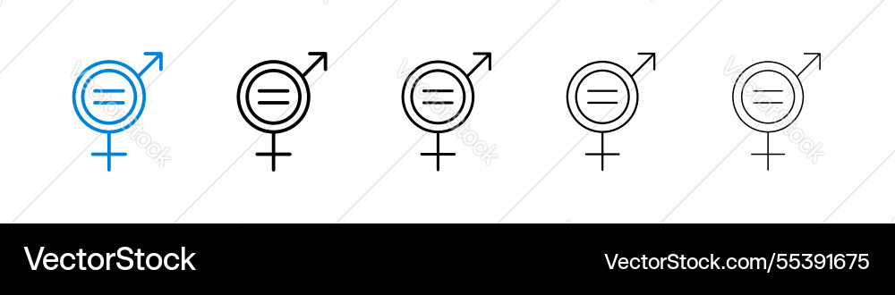 Equality icons in five different stroke sizes vector image