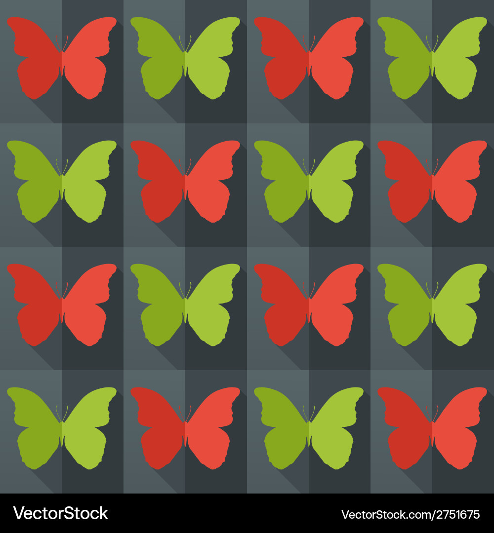 Flat style seamless pattern with butterflies vector image