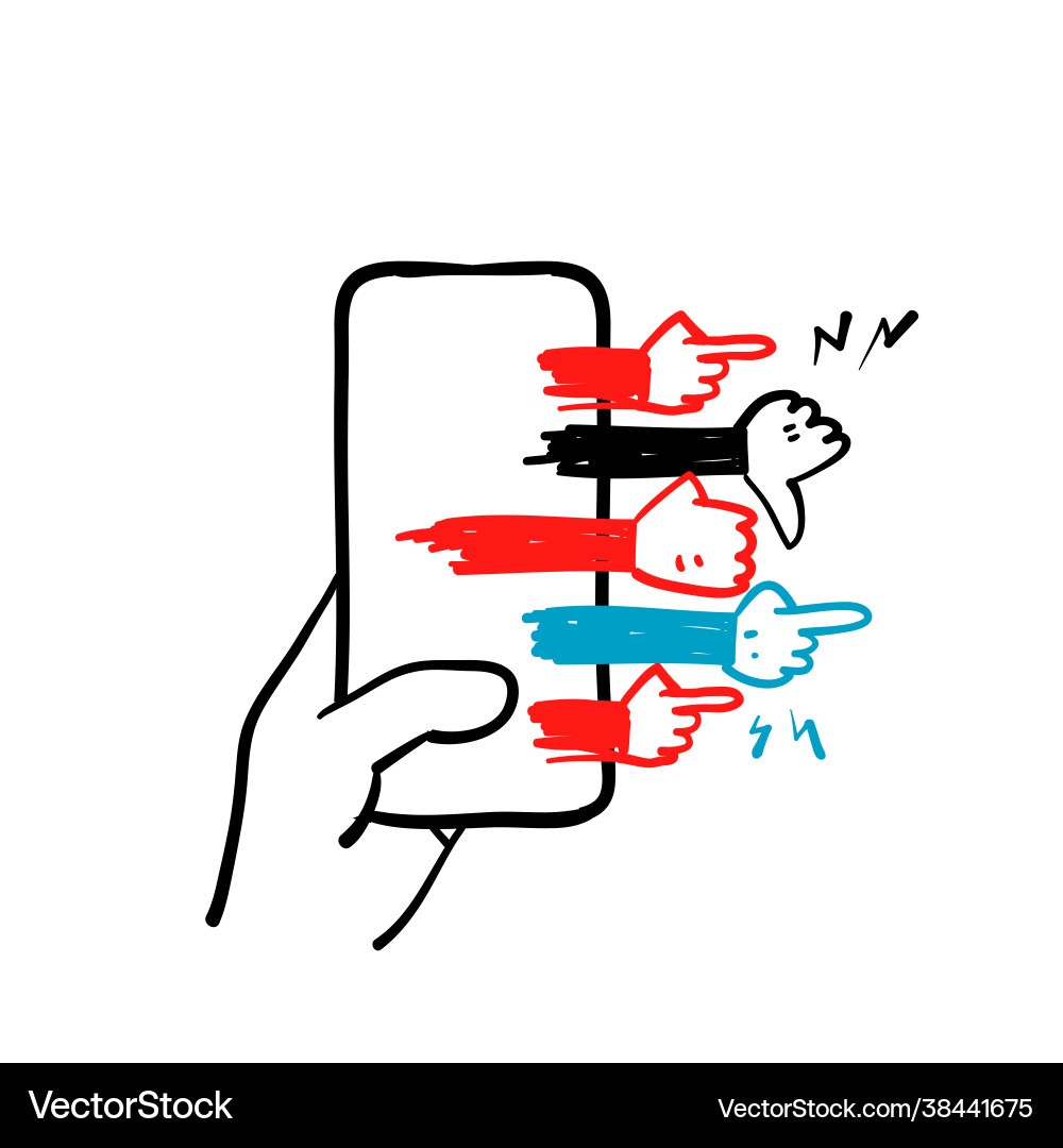 Hand gezeichnet doodle Handy und Geste Hand gezeichnet doodle Handy und Geste vektorbild