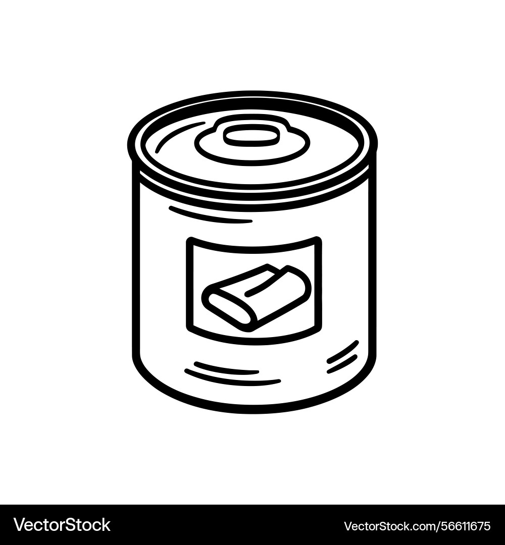 Line art can with product display on transparent Vector Image