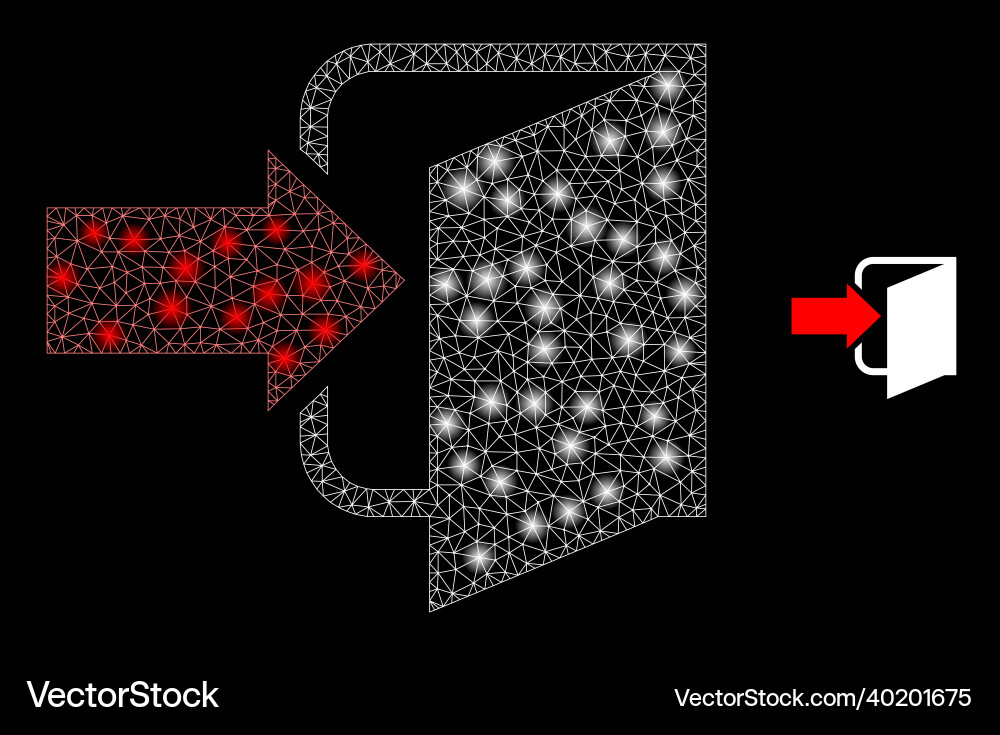 Mesh net exit door with light network spots Mesh net exit door with light network spots vector image