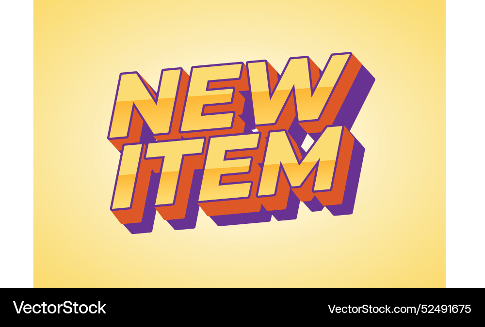 New item text effect in 3d style for print ad New item text effect in 3d style for print ad vector image